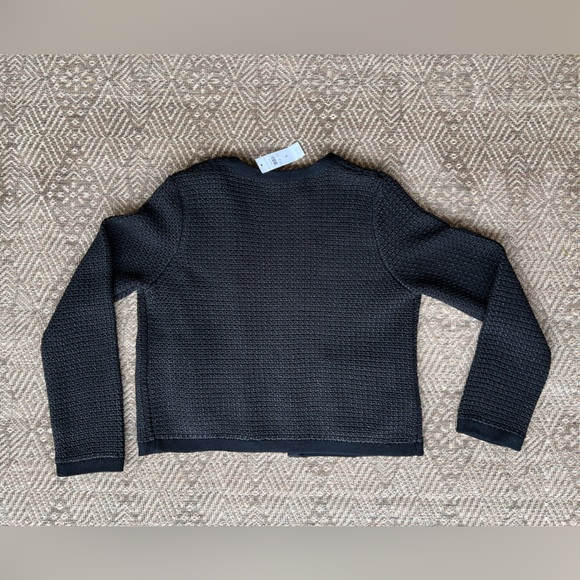 Ann Taylor Black Silver Sparkle Lady Jacket Cardigan Holiday Tweed Knit Large - Picture 6 of 6